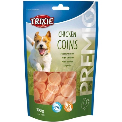 TRIXIE Premio Chicken Coins - Лакомство за кучета с пилешко месо под формата на монетки, 100 гр