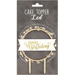 Scrapcooking Дървен топер за торта LED - Happy Birthday