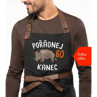 Kariban HobbyTriko Zástěra k narozeninám Exclusive Pořádnej kanec Černošedá