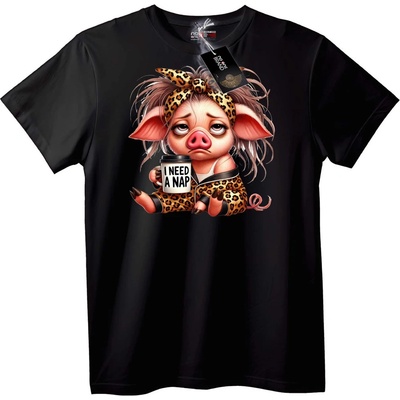 NOONEBRAND Тениска Време за Сън на Прасе - 5XL, Black