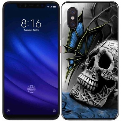 Pouzdro mmCase Gelové Xiaomi Mi 8 Pro - motýl a lebka