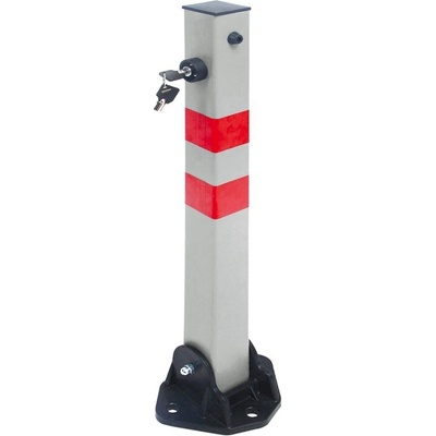 Parkovací a zahradzovací stĺpik, sklopný, plastový, výška 700 mm, sivá/červená