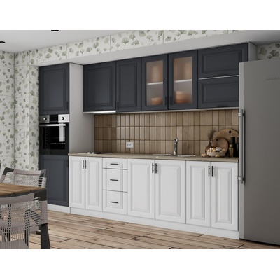 Кухня Soft Premier 12 300cm МДФ бял и МДФ графит