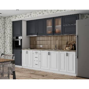 Кухня Soft Premier 12 300cm МДФ бял и МДФ графит