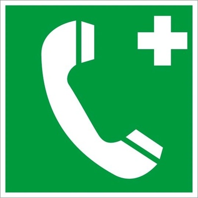 Piktogram Núdzový telefón pre prvú pomoc alebo únik - 50x50 mm, SAMOLEPKA PVC