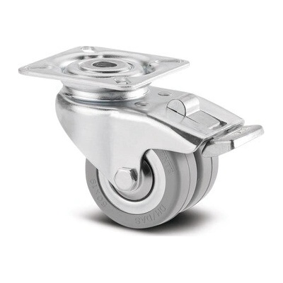 TENTE KOLEČKA Přístrojová kolečka 50mm, s brzdou, plotýnka, 2975DIK050P40