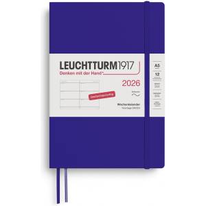 Leuchtturm1917 372562 Weekly Calendar Medium (A5) 2026, 12 Months, Softcover, Ink, German (372562)