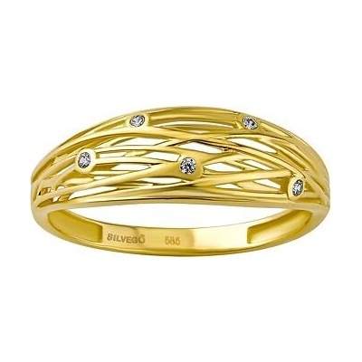 SILVEGO Pletený prsten Galadriel ze žlutého zlata s Brilliance Zirconia QR421RGY