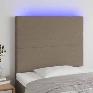 vidaXL LED горна табла за легло, таупе, 100x5x118/128 см, плат (3122138)