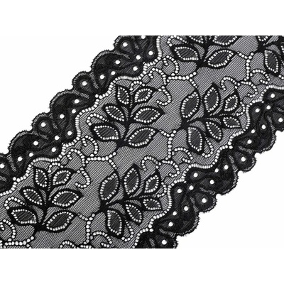 Elastická krajka / vsadka / běhoun šíře 16 cm Varianta: 3 černá, Balení: 1 m 40165/103521/179732 – Sleviste.cz