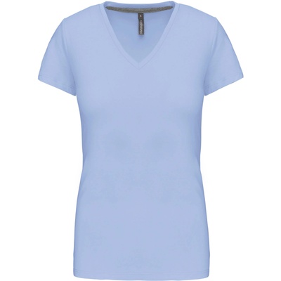 Kariban v-neck k381 / Дамска тениска с къс ръкав - небесно синя l (20k38141003)
