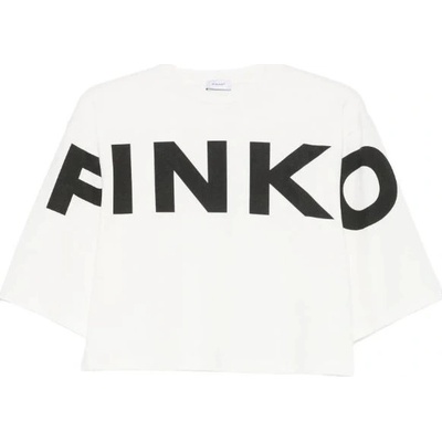 Pinko Up Crop top s krátkým rukávem bílý