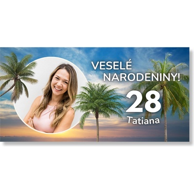 Personal Narodeninový banner s fotkou - More a palmy Rozmer banner: 130 x 65 cm