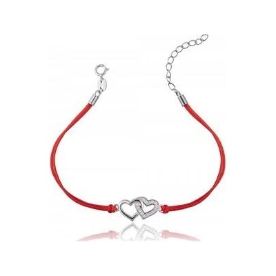 Nubis červený se stříbrnými propojenými srdíčky IT0008-R