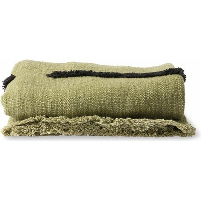 HKLIVING Zelený pléd so strapcami Tufted lines 130x170