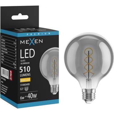 Mexen Vintis LED спираловидна жичка E27, G95, 6W, Топла - 2700K, 510 lm, димна - L167-E27-0627-70 (L167-E27-0627-70)