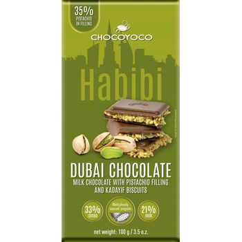 Chocoyoco čokoláda Dubai dubajská pistácie Kadayif 100 g