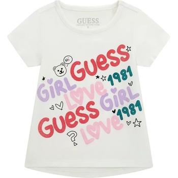 Image 1 of GUESS Бяла тениска с къс ръкав с цветни надписи отпред за момиче Guess
