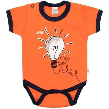 New Baby Dojčenské bavlnené body s krátkym rukávom Happy Bulbs Oranžová