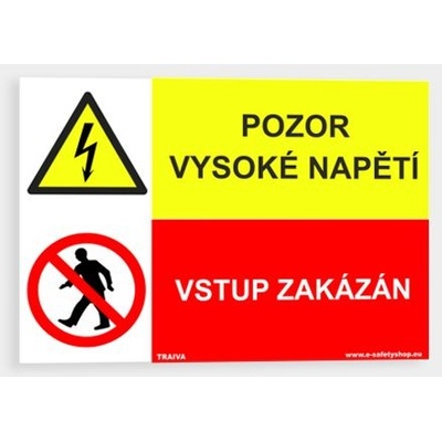 Pozor vysoké napětí Vstup zakázán Plast 148 x 105 mm (A6) tl. 0.5 mm - Kód: 25098