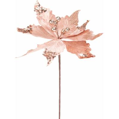Kvet MagicHome Vianoce, Poinssetia, medený, stonka, 31 cm