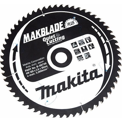 MAKITA Kotúč pílový D 305 x 30 mm na drevo (60 TCT zubov) 2.6 mm rez - B-08729 / MakBlade-Plus