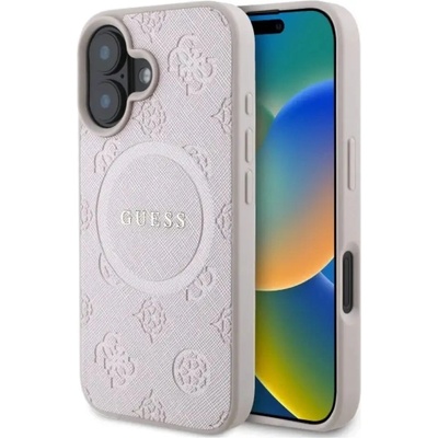 GUESS Калъф Guess Saffiano Peony Classic Logo MagSafe за iPhone 16 - розов (3666339328092)