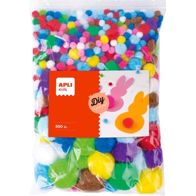 Samolepicí Pom Pom kuličky APLI Jumbo mix velikostí a barev 500 ks