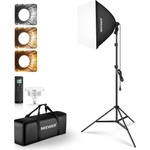 NEEWER softbox lighting set with tripod, 60x60cm soft box set, 45W bi-color 2.4G LED bulb, 20m remote control, 10 channels, 2900K-7000K, 1400lx/1m CRI95 photo studio video recording continuous light, NK104 -