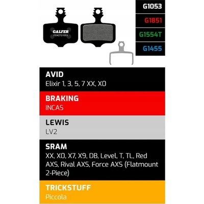 Polo-metalické brzdové destičky Galfer FD427G1053 pro Avid SRAM