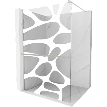 Mexen Kioto+ стена за душ с рафт Walk-in 70 x 200 cm, бяла вълна, четкан никел - 800-070-121-97-97 (800-070-121-97-97)