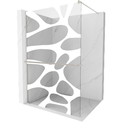 Mexen Kioto+ стена за душ с рафт Walk-in 70 x 200 cm, бяла вълна, четкан никел - 800-070-121-97-97 (800-070-121-97-97)