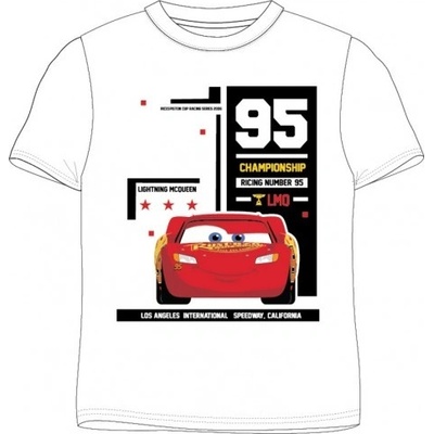E plus M chlapčenské tričko s krátkym rukávom Cars Blesk McQueen biele