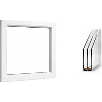 Aluplast Jednokřídlé okno fixní, 1000-1090 x 1000-1090 mm bílá neotevíratelné Trojsklo Ug=0,7