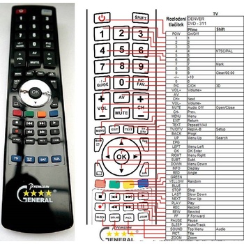 GENERAL DENVER DRE-1000, DVD-312 - съвместимо дистанционно управление на марката General (DRE-1000, DVD-312)