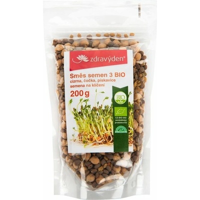 Zdravý den Zmes semien na klíčenie 3 BIO - cícer, šošovica, senovka 200g