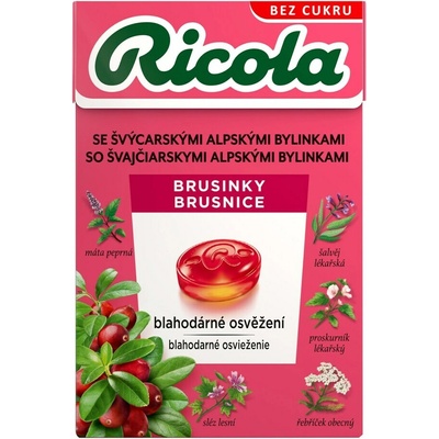 RICOLA Brusnice bez cukru 40g