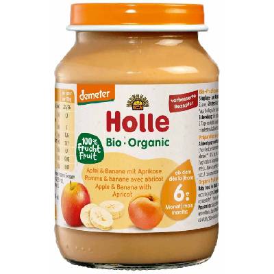 Био плодово пюре Holle - Ябълки, банан и кайсии, 190 g (BB210497)