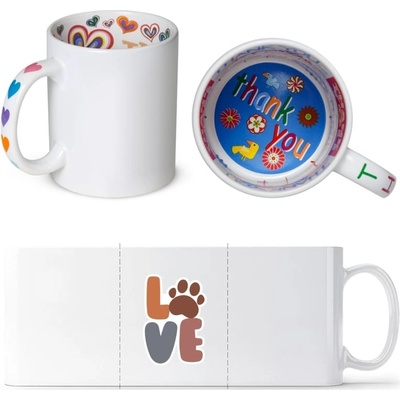 Motto Hrneček Nápis LOVE s tlapkou Děkuji Standard Dárky Sublistar 330 ml