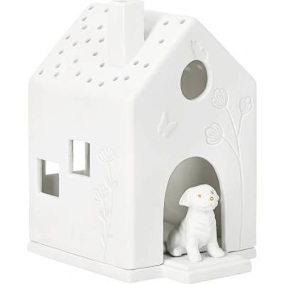 räder Porcelánový svícen Dog, bílá barva, porcelán