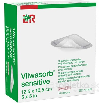 Vliwasorb Sensitive Krytie Na Rany 12,5 x 12,5 Cm superabsorpčné, sterilné, so silikónom 10 ks