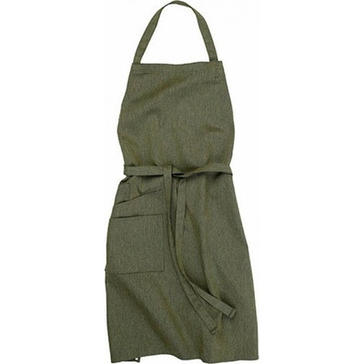 CG Workwear Klasická gastro zástěra s laclem z pevné tkaniny střední kapsa na drobnosti zelená melange