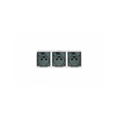 Surface Mount Socket GNT Hermes 3x2P+ With White with Smoke Flap (0323-01)