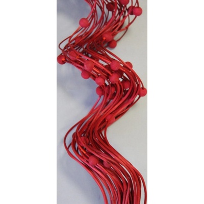 Curly ting dřevěný korálek 80cm červená