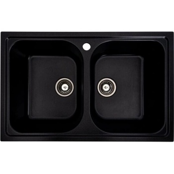 ELEFANT Гранитна мивка EQUATORIA 79x50 - двойна кухненска мивка за монтаж в плот (черен металик) (EQUATORIA 7950 черен металик)