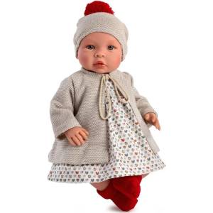  Кукла Asi Dolls - Бебе Лея, с шапка с червен пискюл, 46 cm (186110)