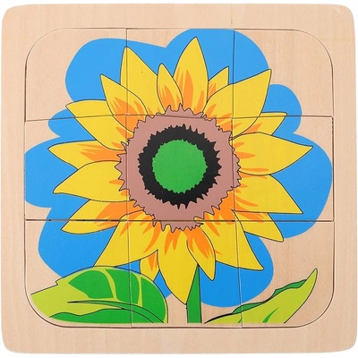 Smart Baby Монтесори многослоен дървен пъзел Smart Baby - Слънчоглед, 20 части (MO138-2)