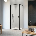 Radaway Правоъгълна душ кабина с люлееща се врата Radaway Nes KDJ I Frame 100x90 см матово-прозрачно черно покритие лява (10022100-54-56L+10039090-54-56)