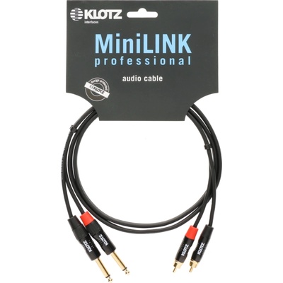 KLOTZ Кабел 2х чинча - 2х 6.3 моно жака 1.5м професионален Klotz MiniLink Pro KT-CJ150 с позлатени контакти