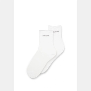Hugo Чорапи Hugo 2 Pack of Quarter Length Socks with Logo Details - White